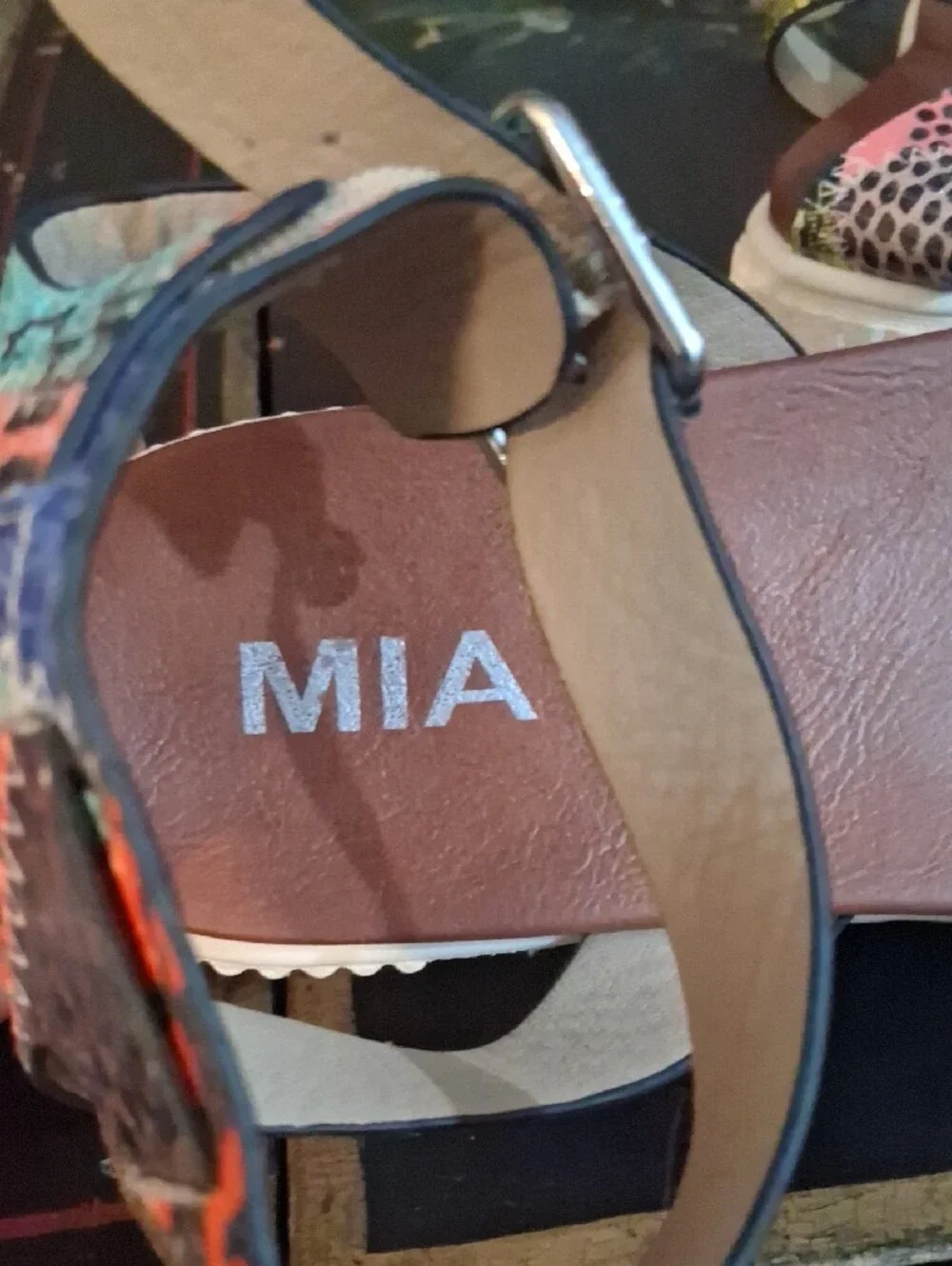 MIA Multicolor Snake-Print Platform Ankle-Strap Sandals
